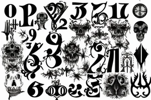 Gothic Numbers all 13, 16, & 19 tattoo idea