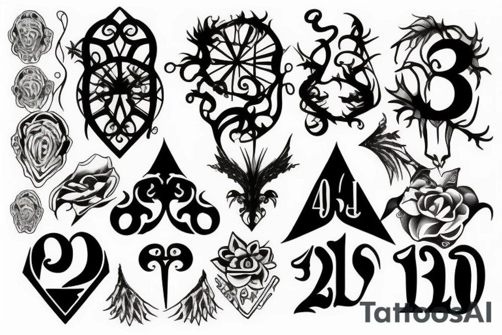 Gothic Numbers all 13, 16, & 19 tattoo idea