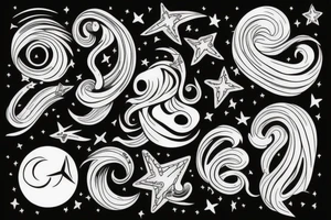 Armband Sea waves under the moonlight and stars tattoo idea