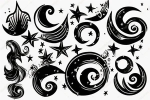 Armband Sea waves under the moonlight and stars tattoo idea