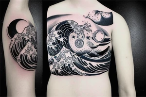 Armband Sea waves under the moonlight and stars tattoo idea