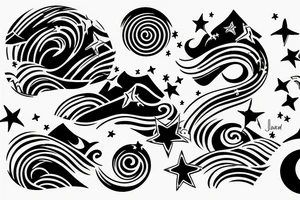 Armband Sea waves under the moonlight and stars tattoo idea