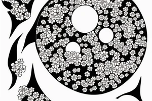 cherry blossoms with moon phases for sternum tattoo idea