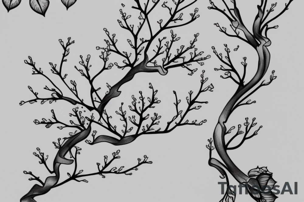 fine line branching cherry blossoms with delicate feminine design elements for sternum placement tattoo idea fine line branching cherry blossoms with delicate feminine design elements for sternum placement tattoo idea