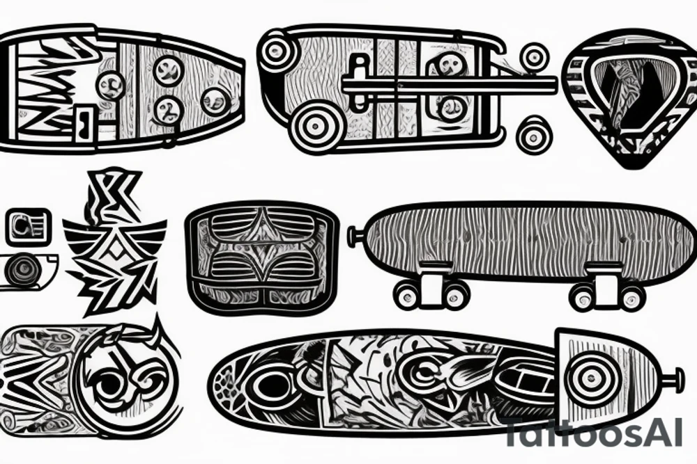 broken skateboard tattoo idea