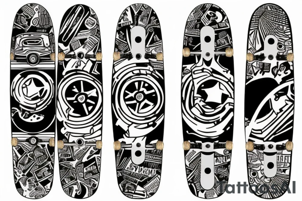 broken skateboard tattoo idea