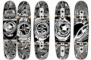 broken skateboard tattoo idea
