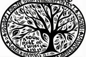 A tree with the words "everything happens for a reason" written on the branches tattoo idea