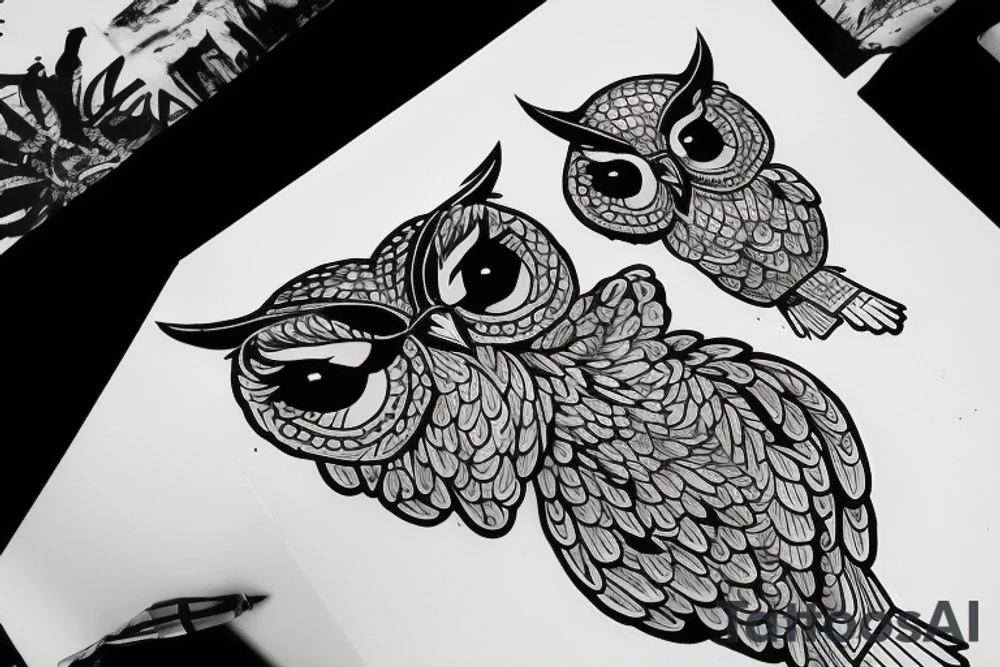 Owls wearing suits. tattoo idea