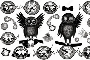 An owl wearing a tailcoat and a monocle. tattoo idea
