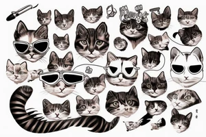 Create realistic aviator cat tattoo idea