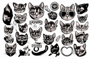 Create realistic aviator cat tattoo idea