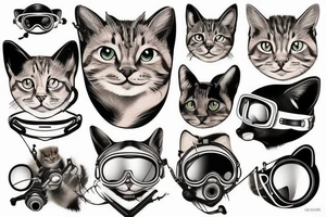 Create realistic aviator cat tattoo idea