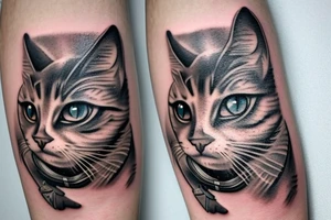 Create realistic aviator cat tattoo idea