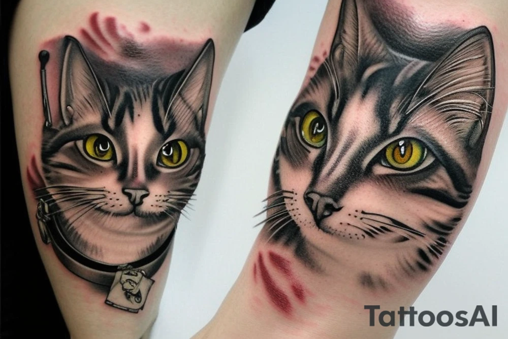 Create realistic aviator cat tattoo idea