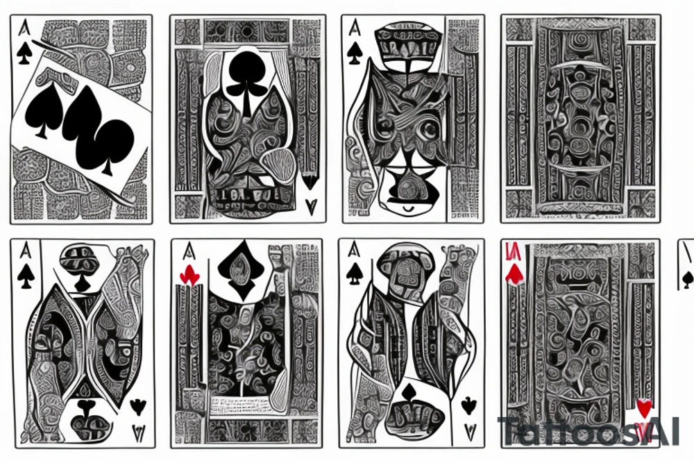 royal flush poker hand  with poker chips tattoo idea