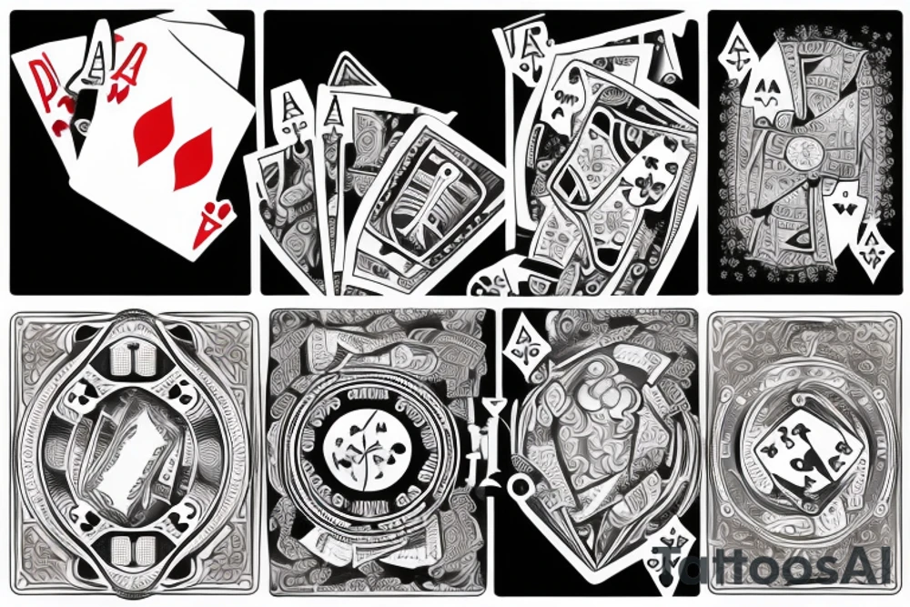 royal flush poker hand  with poker chips tattoo idea