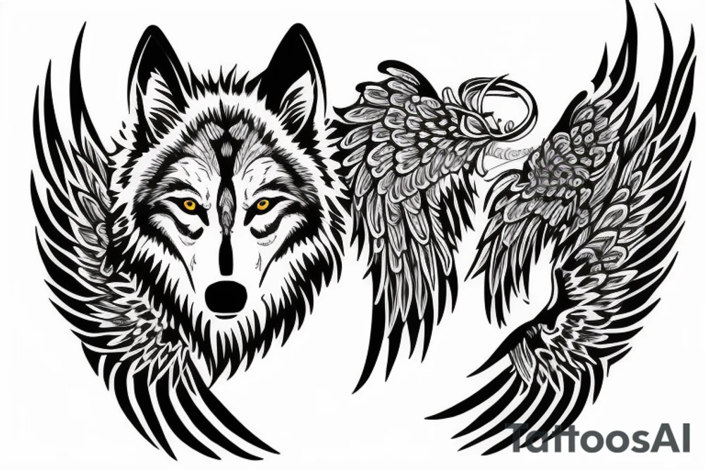 a wolf with wings tattoo idea