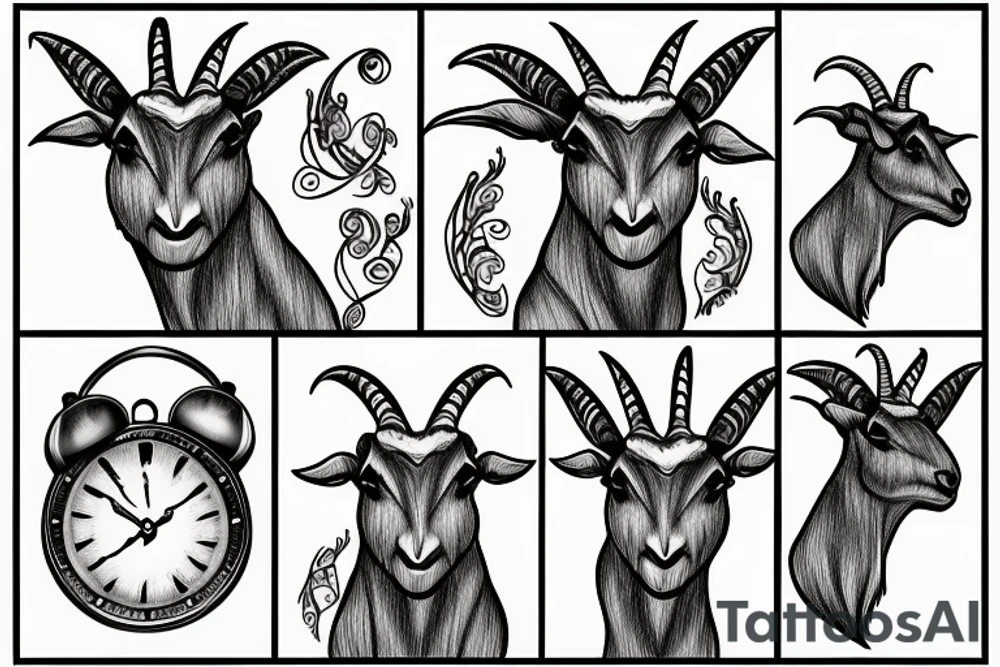 Clock goat tattoo idea