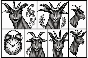 Clock goat tattoo idea