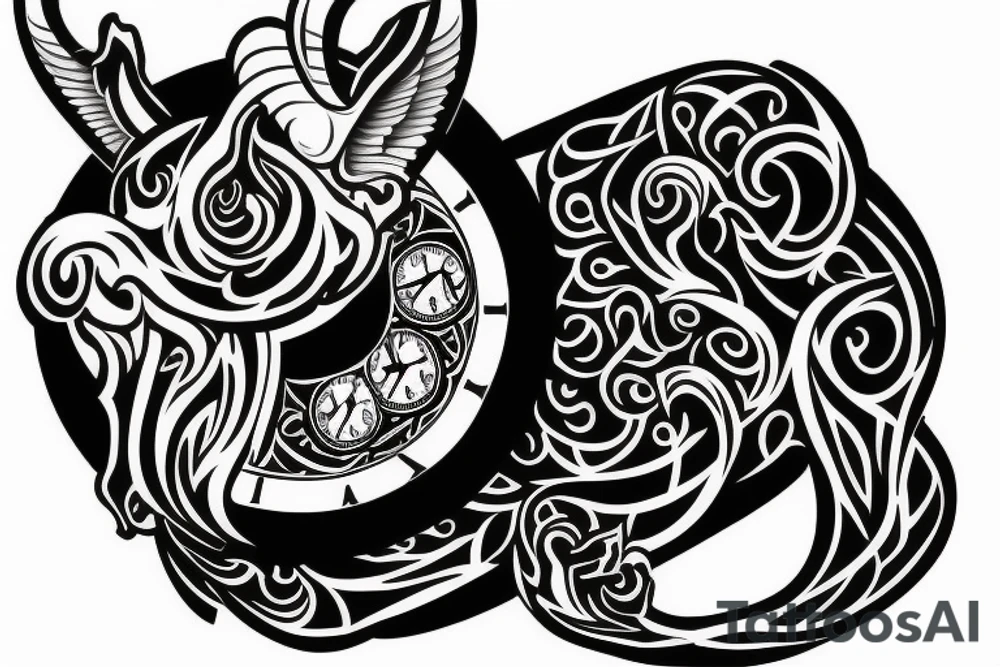 Clock goat tattoo idea