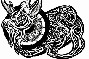 Clock goat tattoo idea
