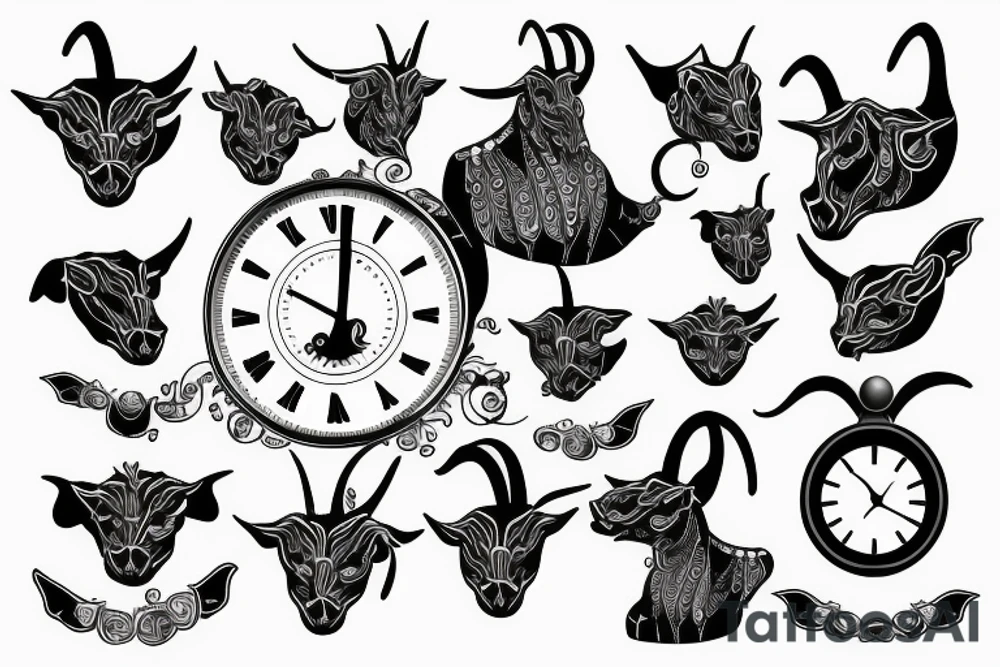 Clock goat tattoo idea