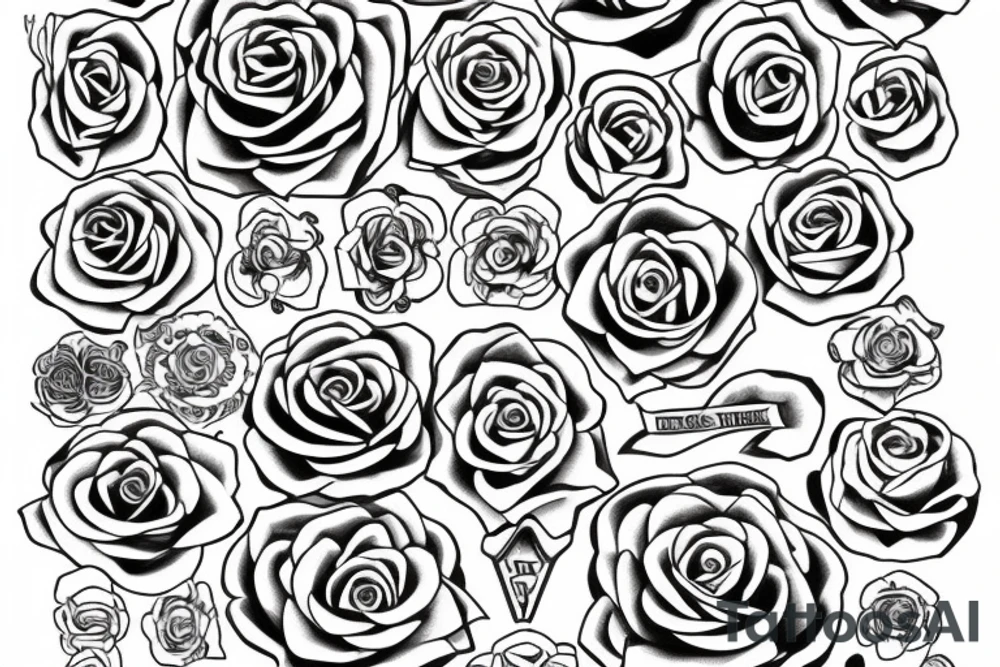 rose roman numeral date tattoo tattoo idea