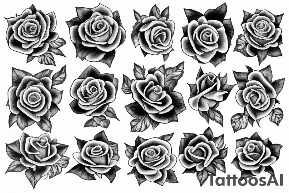rose with roman numerals in petals tattoo idea
