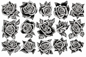 rose with roman numerals in petals tattoo idea