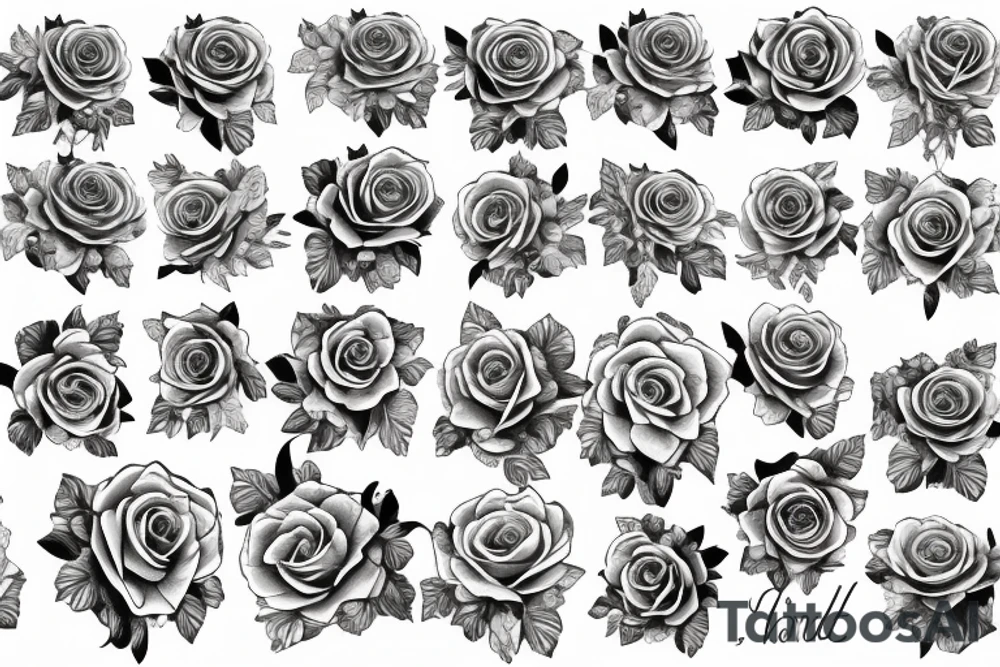 rose with roman numerals in petals tattoo idea