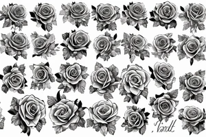 rose with roman numerals in petals tattoo idea