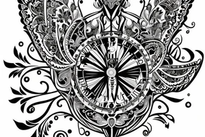 reloj de arena con mariposa en su interior tattoo idea