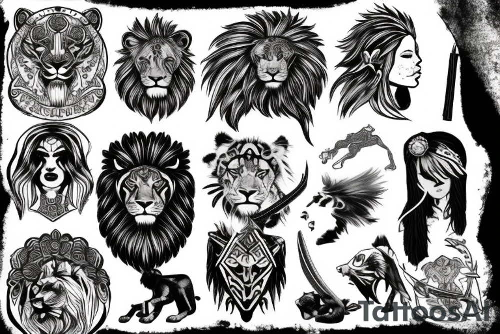 Warrior with a lion head tattoo idea