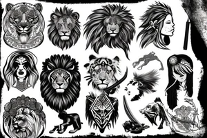 Warrior with a lion head tattoo idea