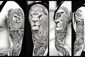 Warrior body with a lion head tattoo idea