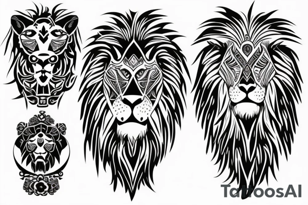 Warrior body with a lion head tattoo idea