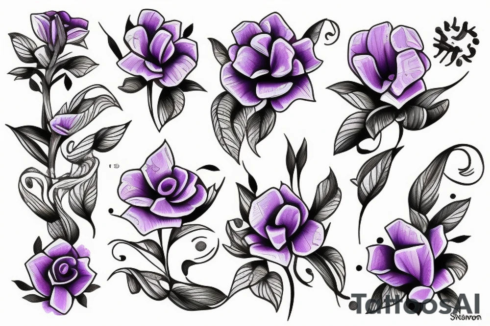 Violet flower tattoo idea