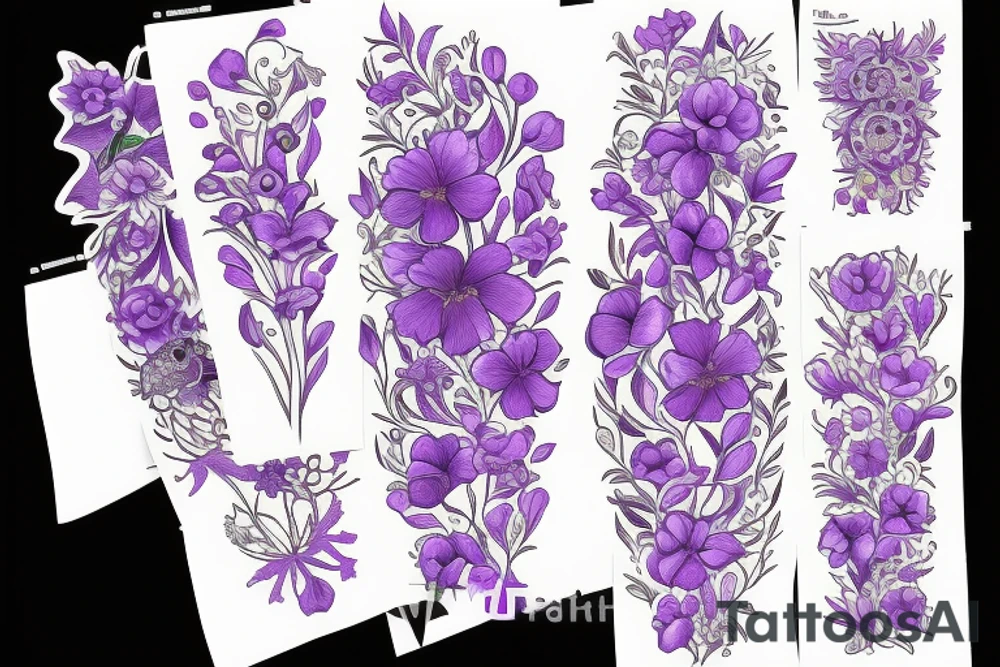 Violet flower tattoo idea