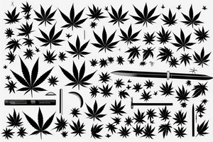 the blade is next to a joint of marijuana tattoo idea