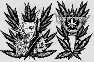 the blade is next to a joint of marijuana tattoo idea