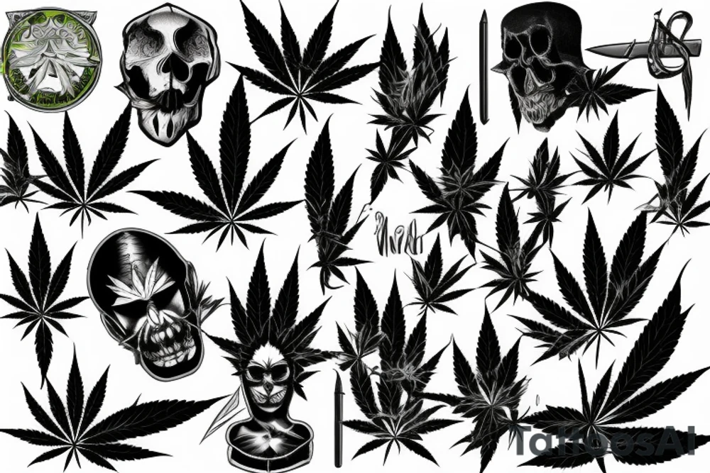 the blade is next to a joint of marijuana tattoo idea