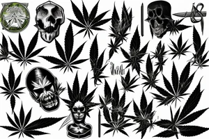 the blade is next to a joint of marijuana tattoo idea