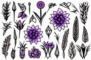 A single violet flower with the stalk tattoo idea