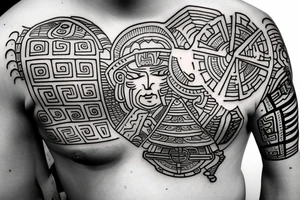 Mayan god with ladders and a mayan calendar tattoo idea