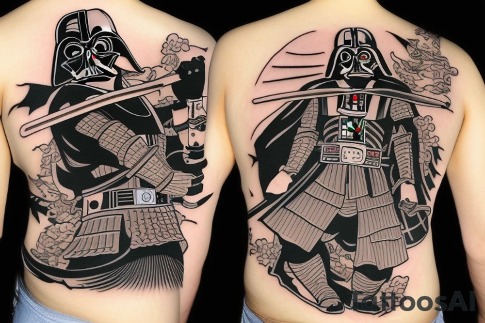A samurai fighting darth vader tattoo idea