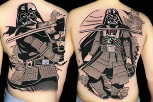 A samurai fighting darth vader tattoo idea