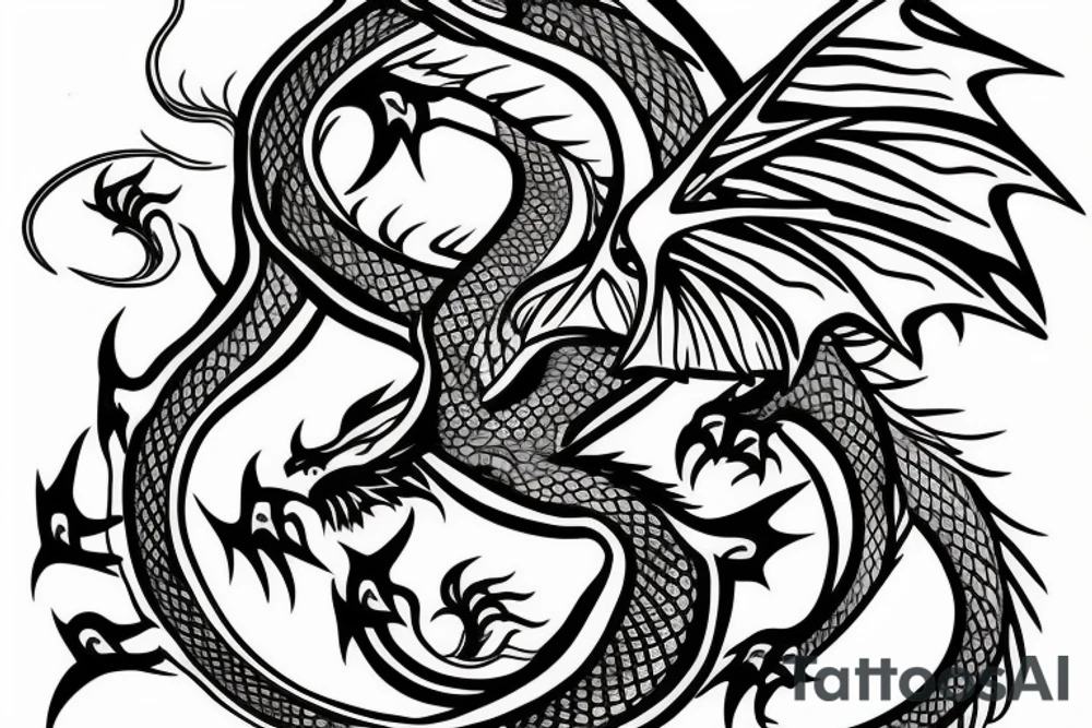 A back tattoo of a dragon that is just the outline with no color. tattoo idea