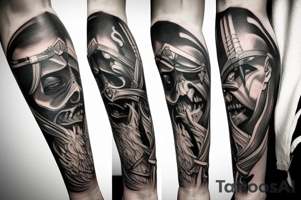 3 swords tattoo on the knee tattoo idea
