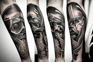 3 swords tattoo on the knee tattoo idea